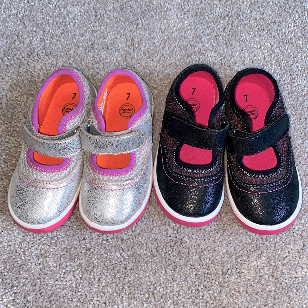 Silver and Black Mary Jane Style Sneakers